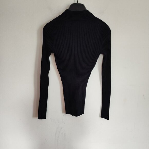 Ladies Petite SZ PS Inc Black Surplice Neck Sweater - Picture 2 of 3